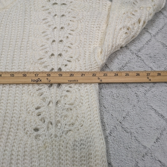 Anthropologie Pilcro Sweater Women's M White Devenne Pointelle Knitted Pullover  - Picture 3 of 8